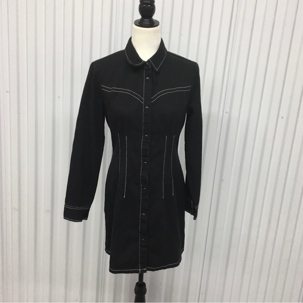 Urban Outfitters Black Denim Long Sleeve Mini Dress Size: Medium NWOT